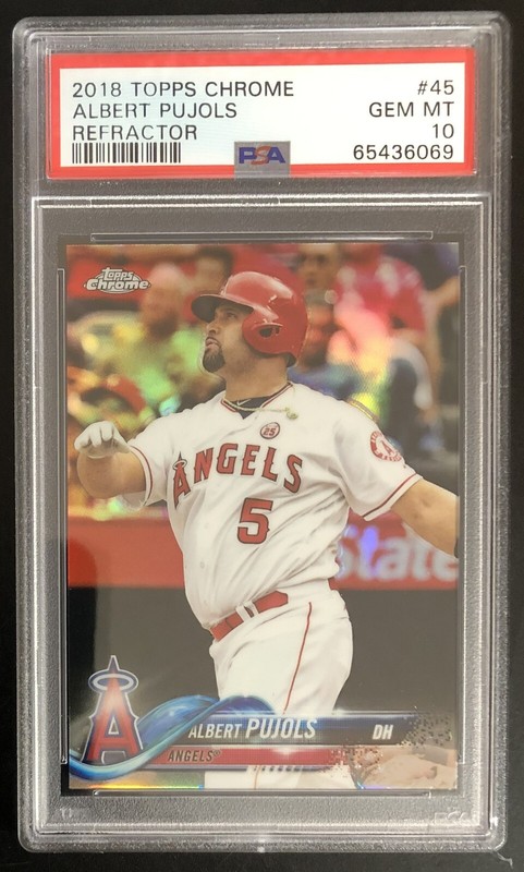 2018 Albert Pujols Topps Chrome Refractor Graded PSA Gem Mint 10 Pop 54