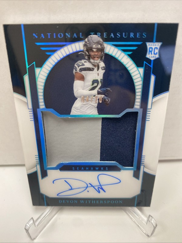 Devon Witherspoon 2023 National Treasures #164 Midnight Rookie Patch Auto /20