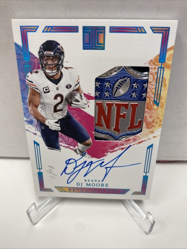 DJ MOORE TRUE 1/1 NFL SHIELD LOGO PATCH AUTO 2024 IMPECCABLE AUTOGRAPH BEARS