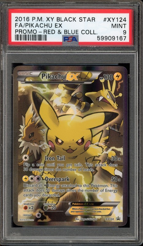 Pokemon Pikachu EX Red & Blue Coll. Black Star Full Art Promo XY124 PSA 9 Mint