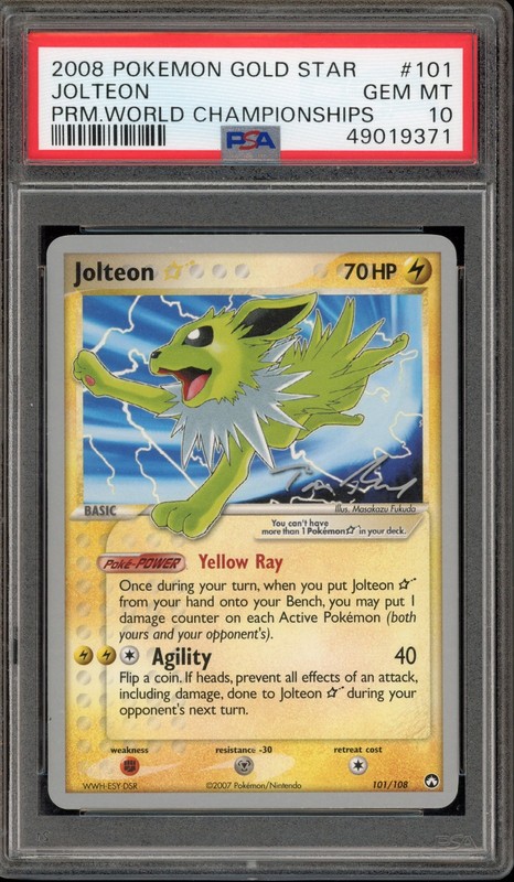 Pokemon Jolteon Gold Star 2008 World Championships Deck Promo #101 PSA 10