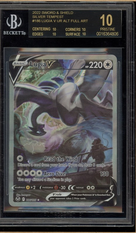 Pokemon Lugia V Silver Tempest Full Alt Art #186 BGS 10 BLACK LABEL
