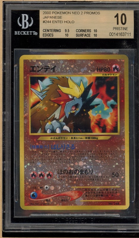 Pokemon Entei Neo 2 Japanese Reverse Holo Promo #244 BGS 10 Pristine