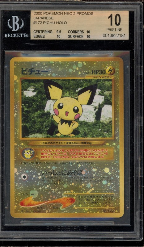 Pokemon Pichu Neo 2 Japanese Reverse Holo Promo #172 BGS 10 Pristine