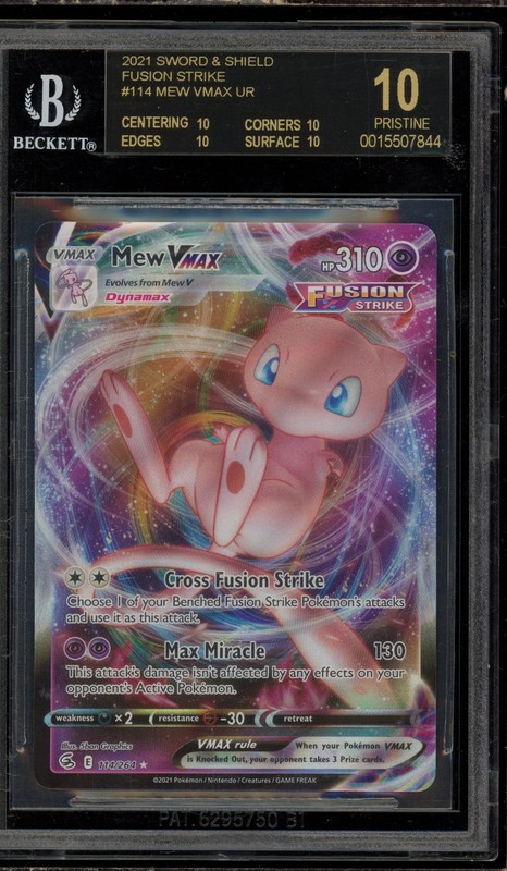 Pokemon Mew VMAX Fusion Strike Full Art #114 BGS 10 BLACK LABEL