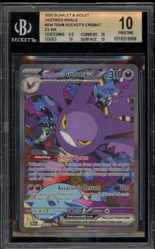 Pokemon Team Rocket's Crobat ex Destined Rivals SIR #234 DAMAGED SLAB BGS 10