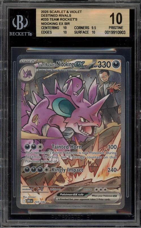 Pokemon Team Rocket's Nidoking ex Destined Rivals SIR #233 BGS 10 Pristine