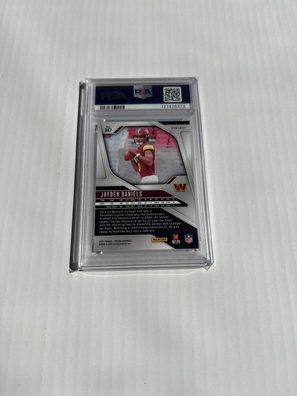 Jayden Daniels 2024 Panini Prizm 347 Rookie Card PSA 10 NEON GREEN PULSAR view 2