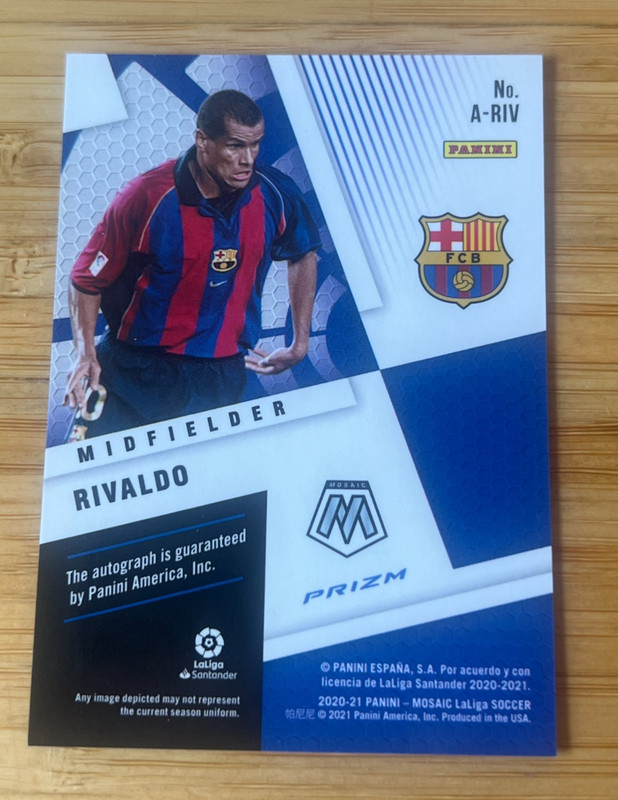 2020-21 Panini Prizm Mosaic La Liga Rivaldo Auto #A-RIV view 2