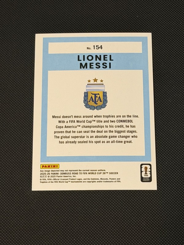 Lionel Messi 2025-26 Donruss Road to FIFA World Cup Silver #154 view 2
