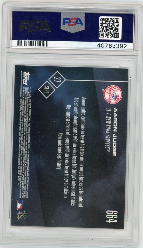 2017 TOPPS NOW #664 AARON JUDGE PSA 10 GEM MINT ROOKIE CARD RC YANKEES view 2