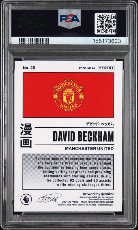 2024-25 Prizm Premier League David Beckham #25 Manga PSA 10 Gem  view 2