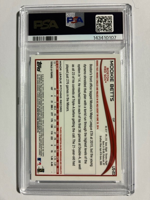 2014 Topps Chrome Update - Mookie Betts #US-20 PSA 9 RC Rookie view 2