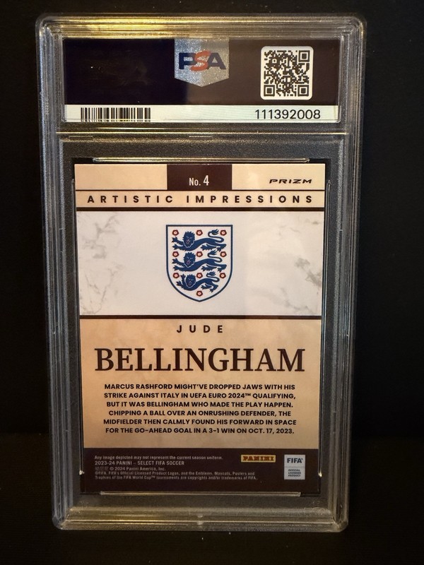 Panini 2023-24 Select FIFA Artistic Impressions Jude Bellingham #4 Prizm PSA 10 view 2