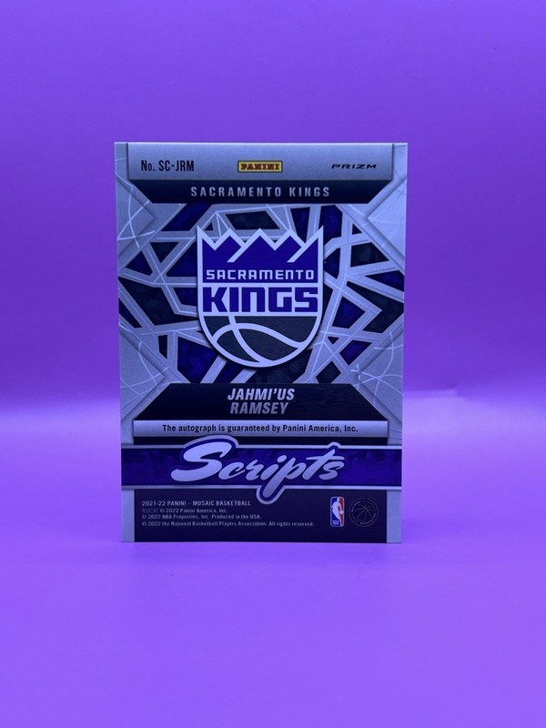 2021-22 NBA Panini Mosaic Prizm #SC-JRM Jahmi'us Ramsey Scripts Gold Auto Kings view 2