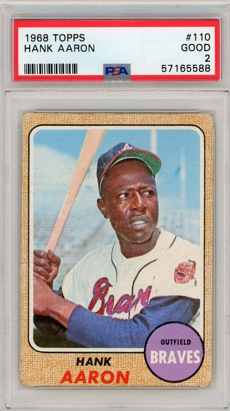 Hank Aaron 1968 Topps #110 PSA 2  Well Centered, Tough Grade