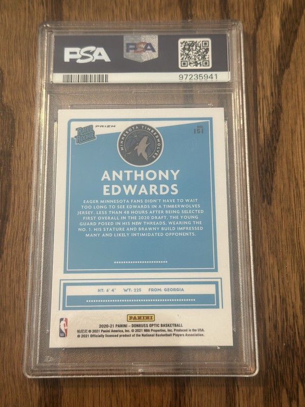 Panini Donruss Optic Rated Rookie Anthony Edwards Holo #151 PSA 9 view 2