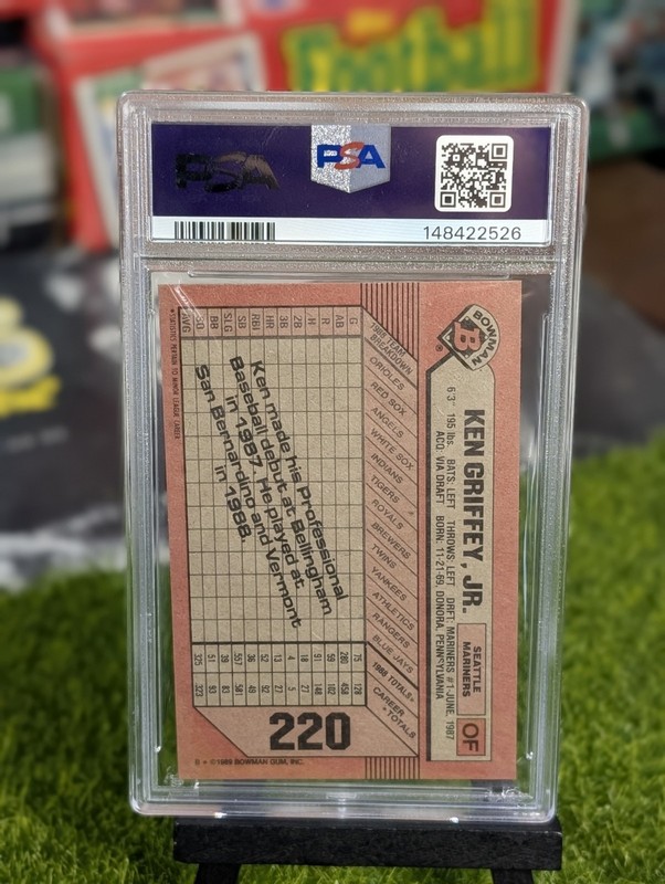 1989 Bowman #220 – Ken Griffey Jr. RC – Seattle Mariners – HOF – PSA 9 MINT view 2