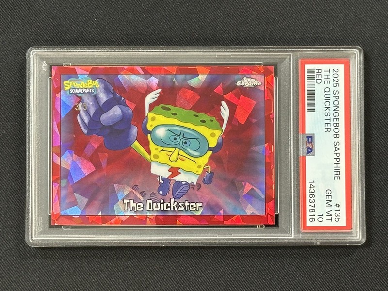 2025 Topps Chrome Sapphire Spongebob The Quickster Red /5 PSA 10