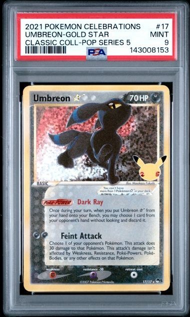 PSA 9 Umbreon Gold Star Classic Coll-Pop Series 5 #17 Pokémon Celebrations 2021