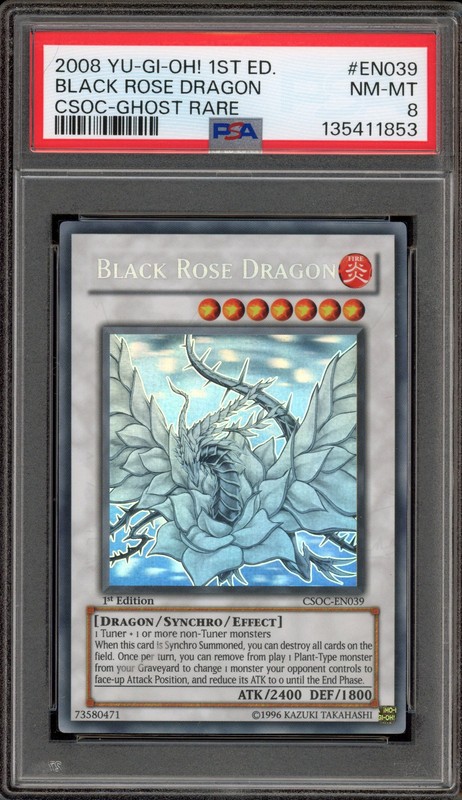 Yu-Gi-Oh! Black Rose Dragon 1st Edition Ghost Rare CSOC-EN039 PSA 8