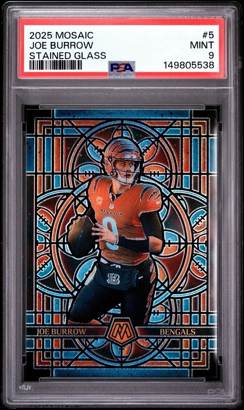 2025 Panini Mosaic #5 Joe Burrow Stained Glass PSA 9 Mint Bengals NFL SSP HIT