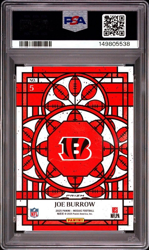 2025 Panini Mosaic #5 Joe Burrow Stained Glass PSA 9 Mint Bengals NFL SSP HIT view 2