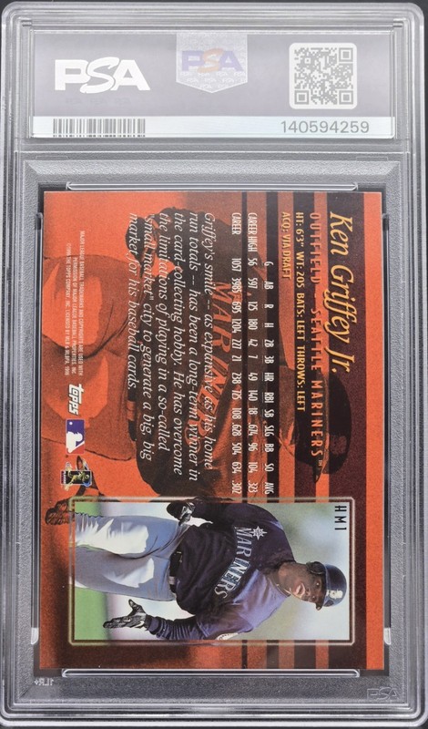 1997 Topps Ken Griffey Jr Hobby Masters Insert #HM1 PSA 8.5 MINT Mariners HOF view 2
