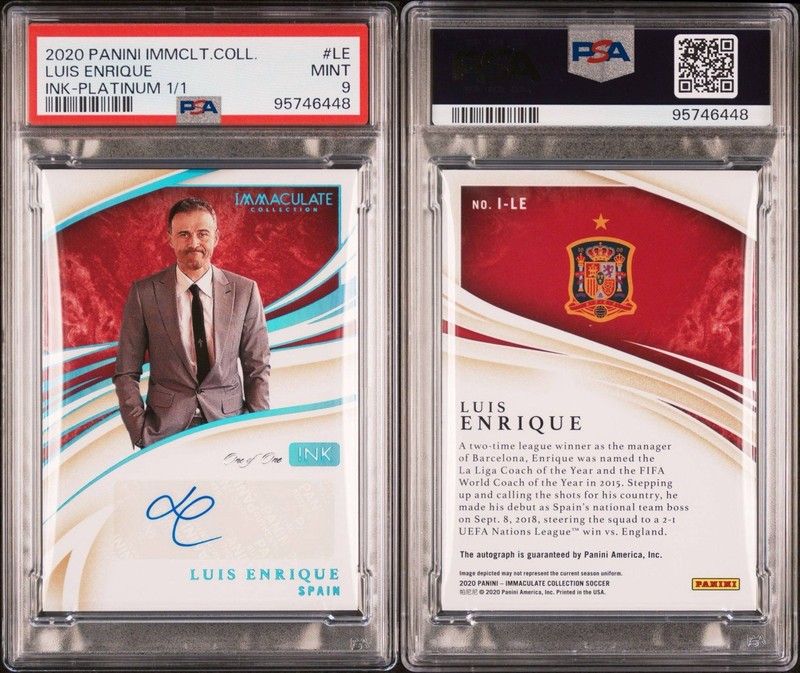 2020 Panini Immaculate Ink Coach Luis Enrique Auto 1/1 PSA 9 - One of One Card view 2