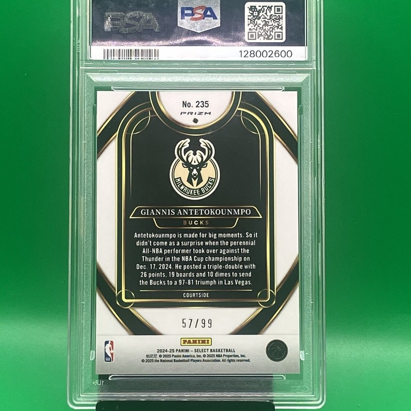 2024-25 Panini Select - Courtside Giannis Antetokounmpo #235 Pink Ice /99 PSA 9 view 2