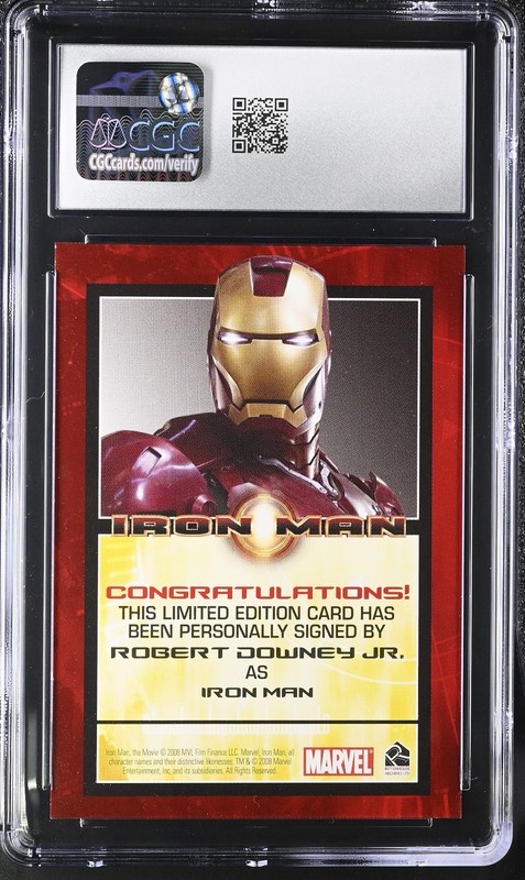 Marvel Rittenhouse Iron Man (2008) Robert Downey Jr autograph auto card CGC 8.5 view 2
