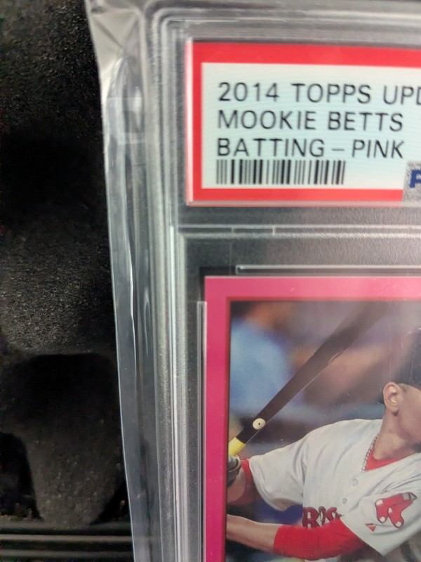2014 Topps Update US26 Mookie Betts Pink Refractor #/50 PSA 9 view 2
