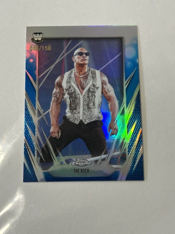 2026 Topps Chrome WWE The Rock Blue Refractor #/150 Dwayne Johnson
