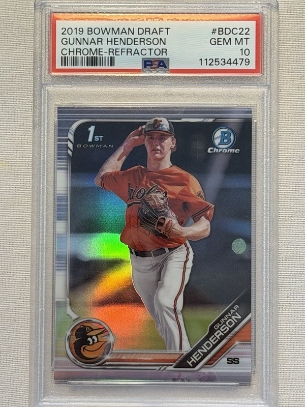 2019 Bowman Draft Chrome 1st Gunnar Henderson #BDC-22 Refractor (RC) PSA 10