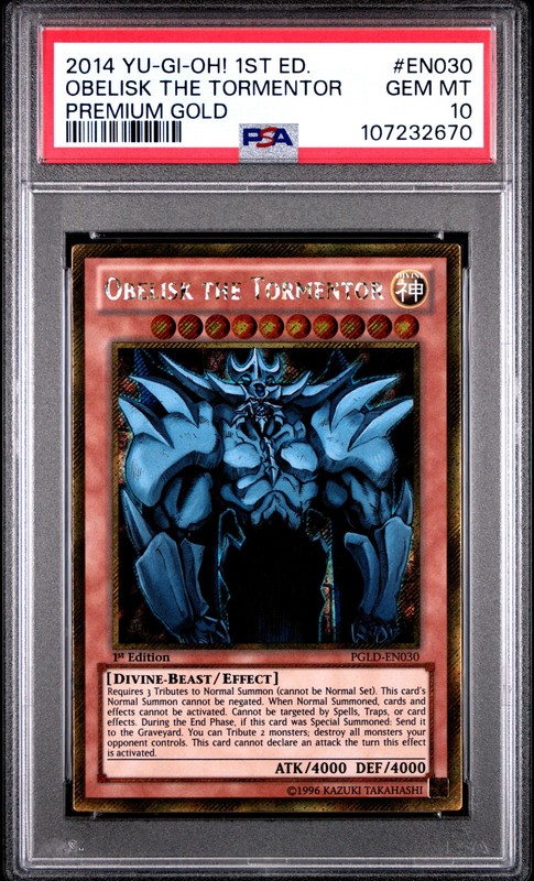 Obelisk The Tormentor PGLD-EN030 1st Edition Premium Gold Yugioh PSA 10 *670