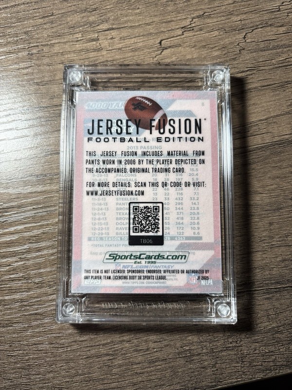 Tom Brady 2025 Jersey Fusion Game Used Patch Pants Worn 2008 Patriots view 2