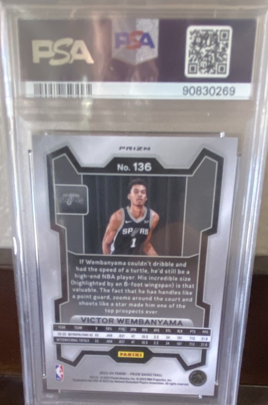 Panini Prizm Victor Wembanyama RC Silver Prizm #136 Spurs PSA 10 view 2
