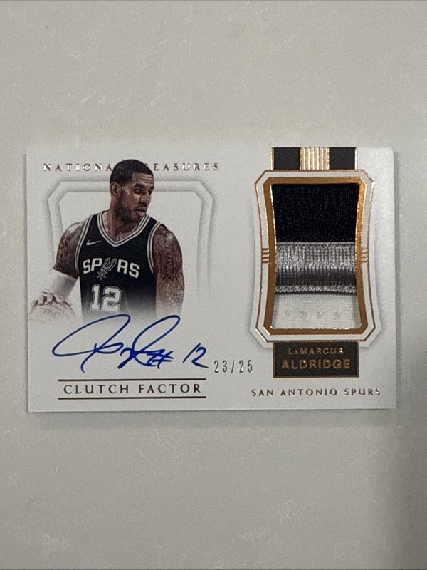 2017-2018 National Treasures NBA Game Worn Patch Auto LAMARCUS ALDRIDGE 23/25