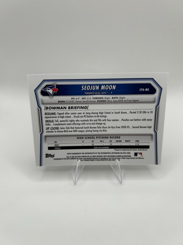2026 Bowman Chrome 1st Seojin Moon Auto view 2