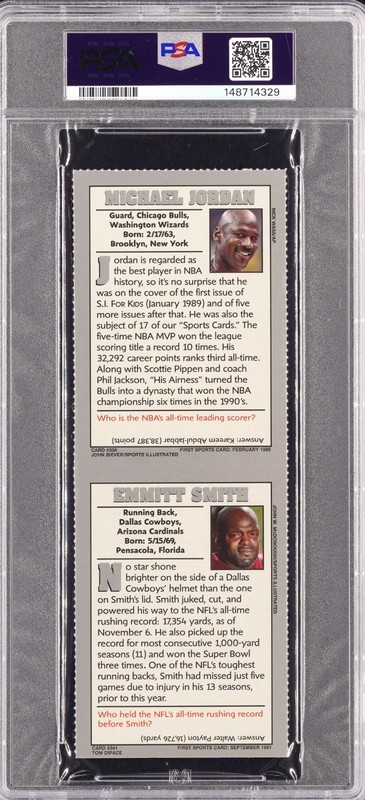2004 SI FOR KIDS MICHAEL JORDAN EMMITT SMITH PANEL PSA 7 NM - POP 1 NONE HIGHER view 2