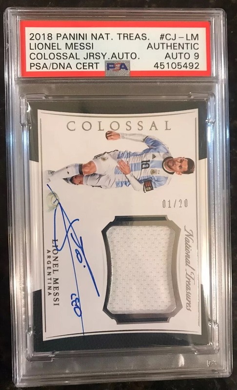 LEO MESSI PSA 9 PANINI GAME WORN MATCH JERSEY HARD SIGNED AUTOGRAPH ON CARD AUTO