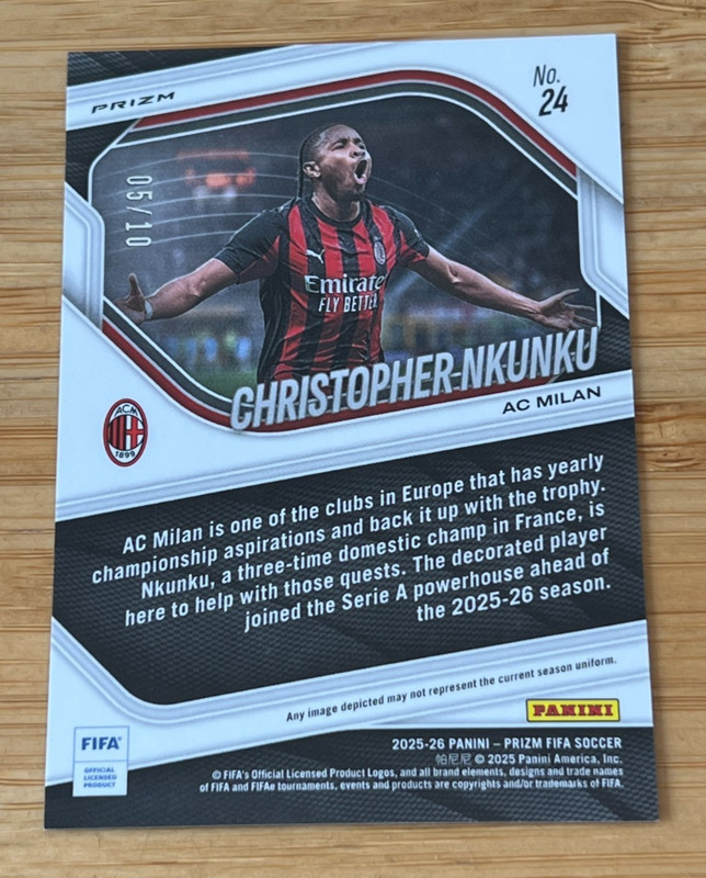 2025-26 Prizm FIFA Soccer Christopher Nkunku Gold Parallel /10 view 2