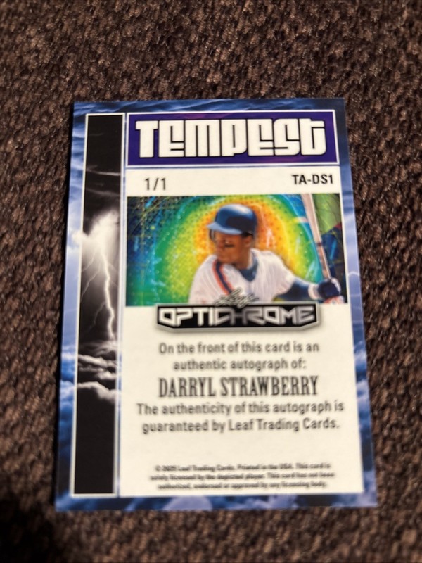2025 Leaf Optichrome Baseball Darryl Strawberry Auto 1/1 view 2