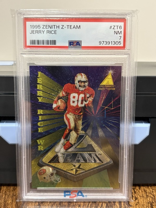 1995 ZENITH Z-TEAM JERRY RICE #ZT6 SAN FRANCISCO 49ERS HOF PSA 7 NM