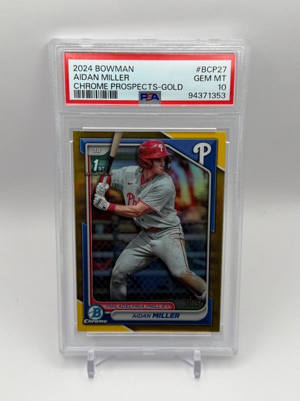 2024 Bowman Chrome Aidan Miller 1st Bowman Gold /50 PSA 10 Phillies