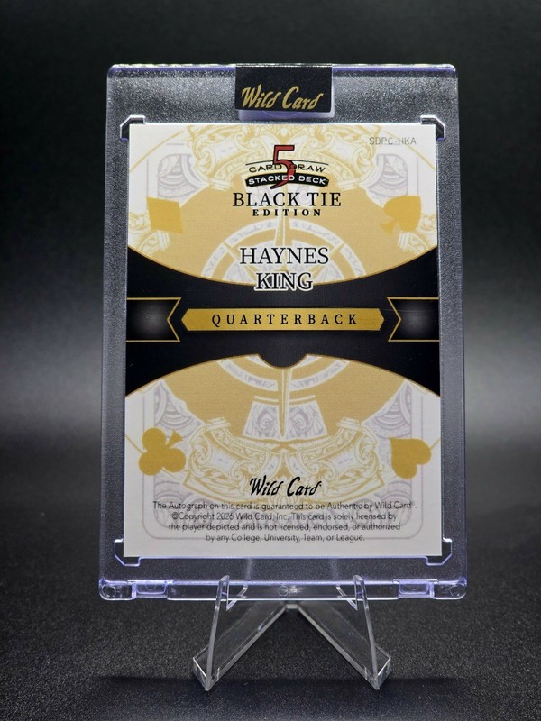 2026 Wild Card Haynes King Black Tie Edition Auto 1/1 QB Color Match RARE KING view 2