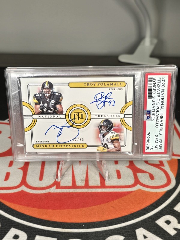 2020 Panini National Treasures Minkah Fitzpatrick Troy Polamalu Auto /25 PSA 10