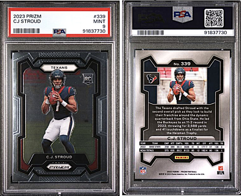 2023 Panini Prizm Rookie #339 C.J. Stroud (RC) PSA 9 Texans FREE SHIPPING