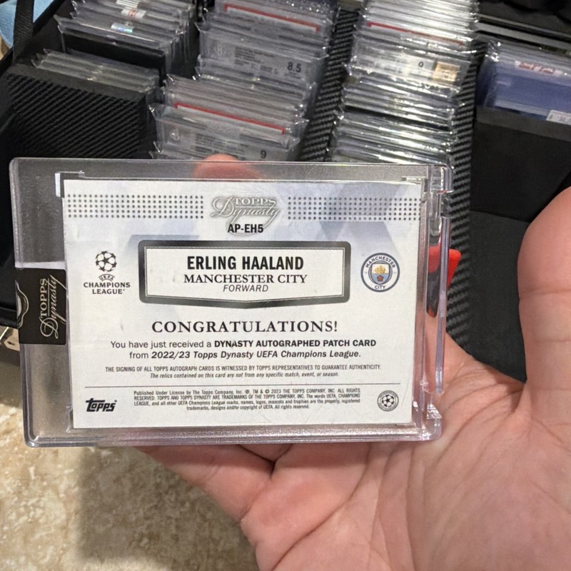 2022-23 Topps Dynasty Soccer Erling Haaland Match-Worn Patch ON CARD AUTO 5/10 view 2
