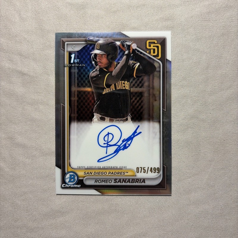 2024 Bowman Chrome 1st Prospect Romeo Sanabria Refractor Auto /499 #CPA-RS RC view 1